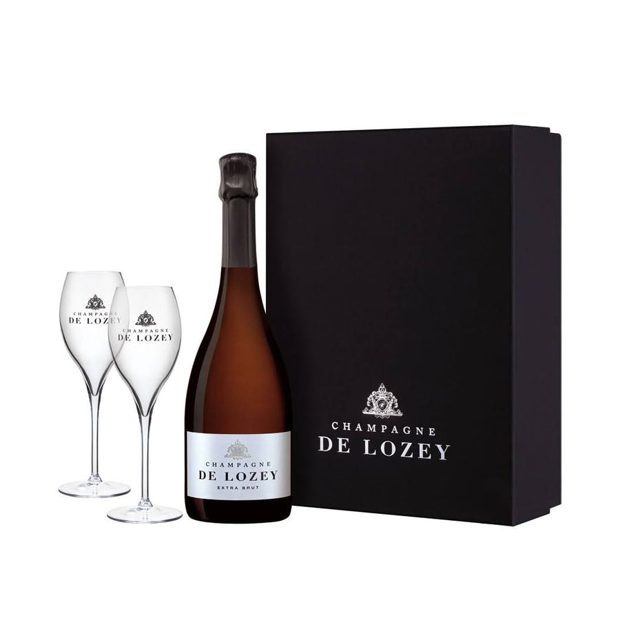 Coffret luxe De Lozey : bouteille et flutes